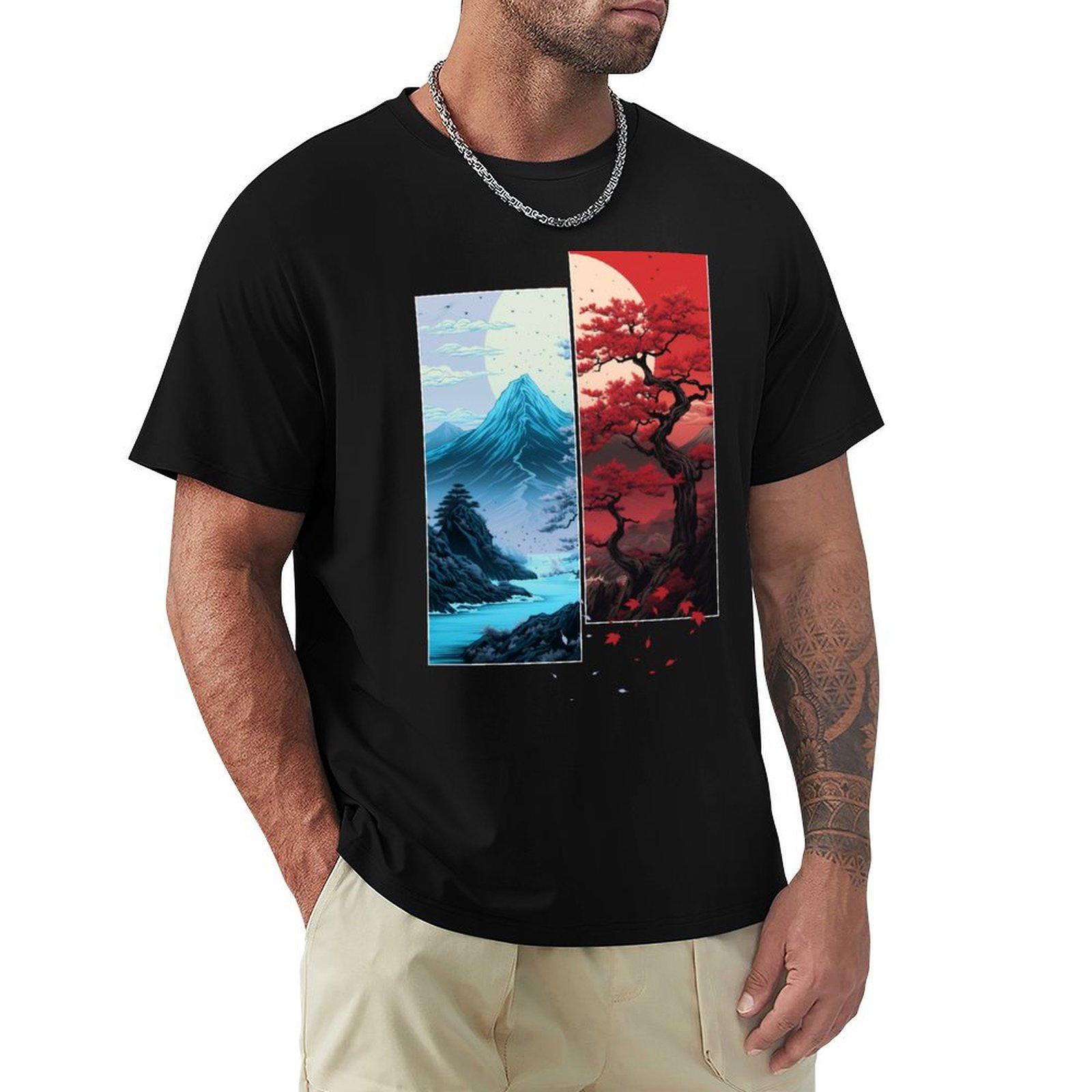 

Momiji Tree Japanese Landscape TShirt summer top man t shirt plain mens graphic tshirts big and tall 4XL