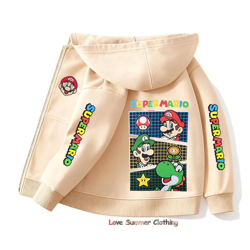 Spring Autumn Hoodie Zip Up Game Pattern Mario Children Hoodie Kids Boy Girl Clothing Pullover Cartoon Printed Top Sweatshirt