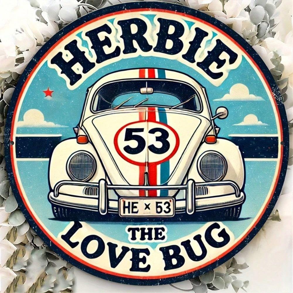 Vintage Herbie Love Bug Metal Wall Art Retro Garage Home Decor Tin Sign
