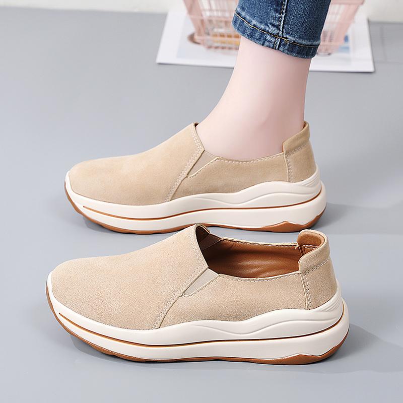 Women's Platform Loafers Moccasins Casual Slip on Thick Sole Height Increase Shake Shoes for Mother Plus Size