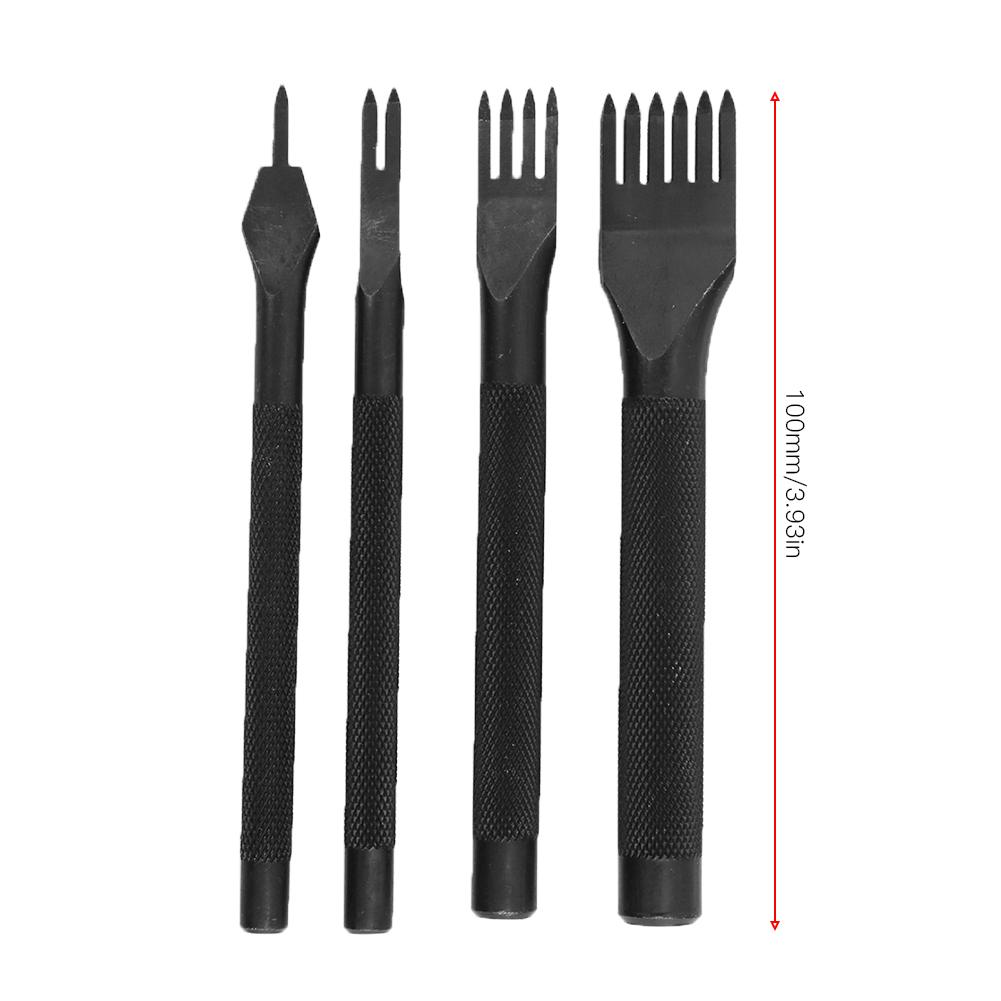 4 Pcs Prong Chisel Kit Leather Craft DIY Tool Black Electroplating Leather Craft Chisel