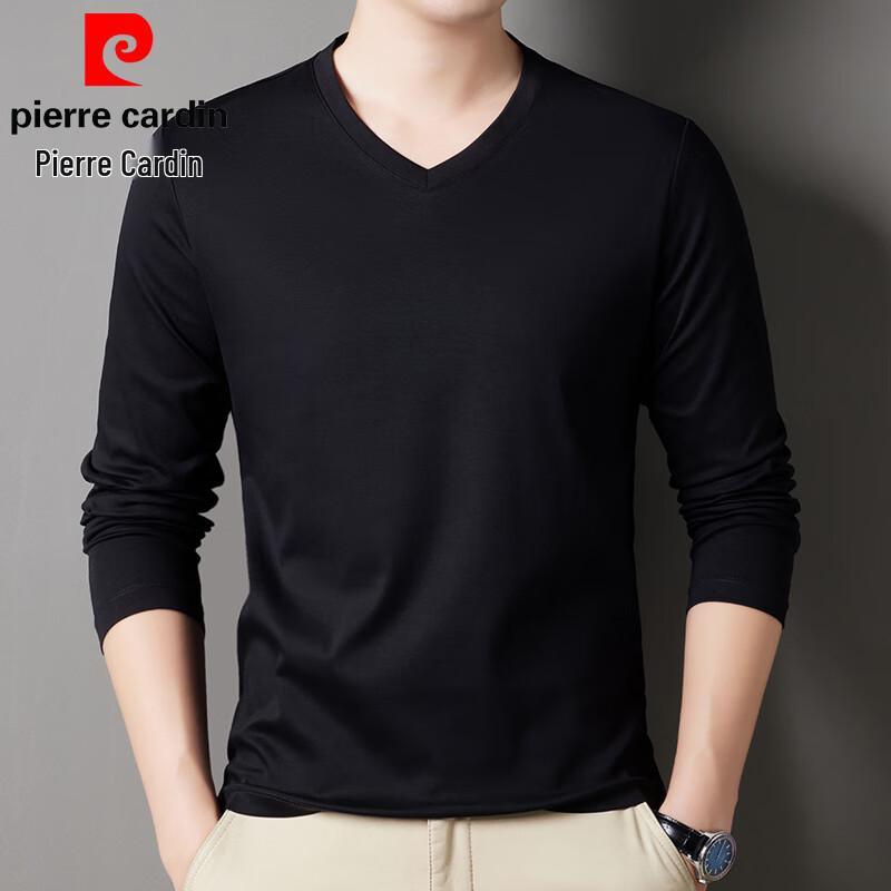 Pierre Cardin Men's Mercerized Cotton V-Neck Long Sleeve T-Shirt