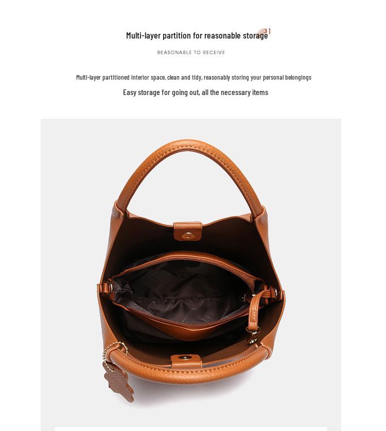 Elegant Women's Versatile Bucket Bag – High-End, Large Capacity, Textured Handbag for Commuting and Practical Use
