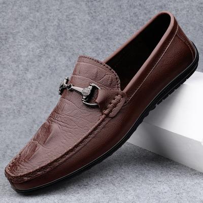 Genuine Leather Men's Shoes Summer Slip On Loafers Crocodile Pattern Male Casual Shoes Hot Sale Driving Shoes Classic Moccasins