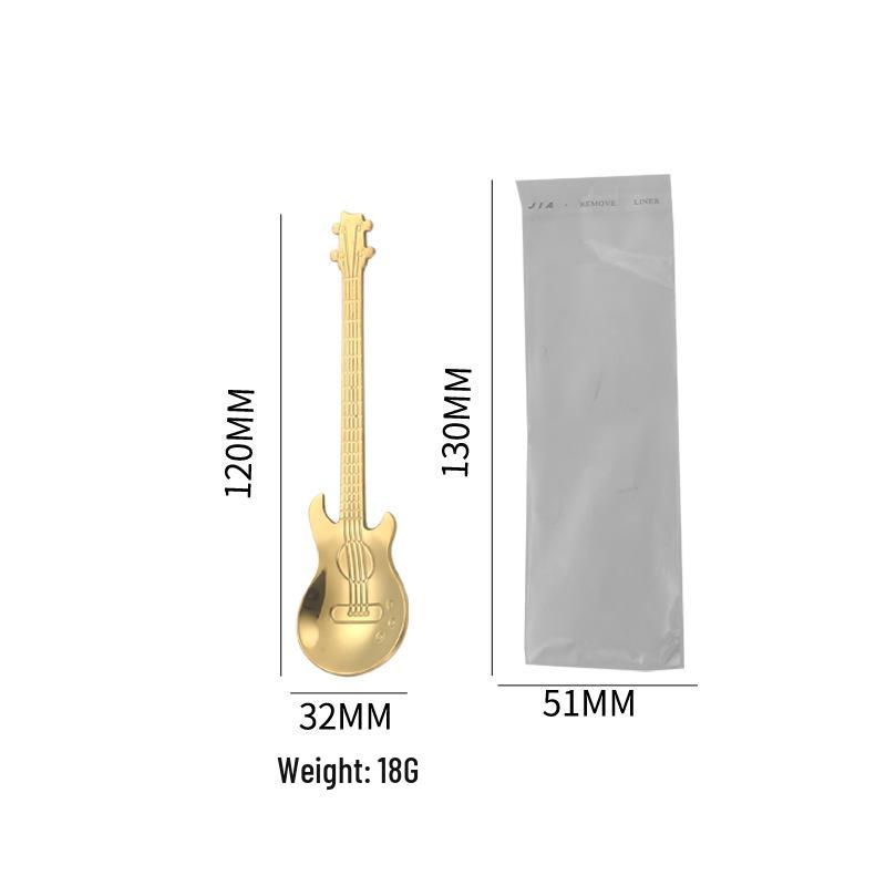 304 Stainless Steel Colorful Guitar Coffee & Dessert Stirring Spoon