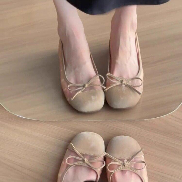 Retro Style High-heel Low-cut Women's Shoes with Breathable Soft Soles