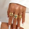 3Pcs Colorful Zircon Crystal Wide Rings Set for Men Women Vintage Metal Elegant Inlaid Rhinestone Finger Rings Jewelry Gifts