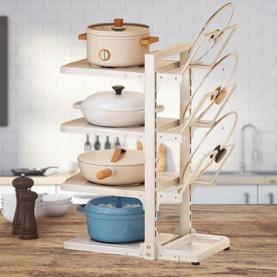 Verstellbares Topf- und Pfannen-Organizer-Rack mit 4 Ebenen, universeller 3-stufiger Deckelhalter zum Servieren