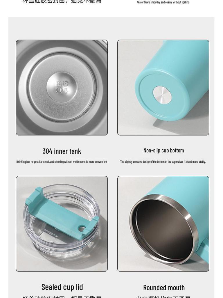 40oz Bärbar Rostfri Dubbelväggig Ismugg med Sugrör - Stor Kapacitet & Isolerad.