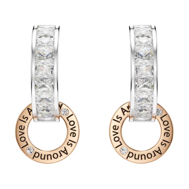 

Swarovski Connexus Round Letter Edge Cubic Zirconia Imitation Crystal Metal Earrings Women earrings Multicolor 5691178 Box (Random Color)