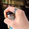 Stainless Steel Men's Woman Cool Rotatable Chain Ring Casual Finger Ring, Exquisite Men's Accessory Zircon