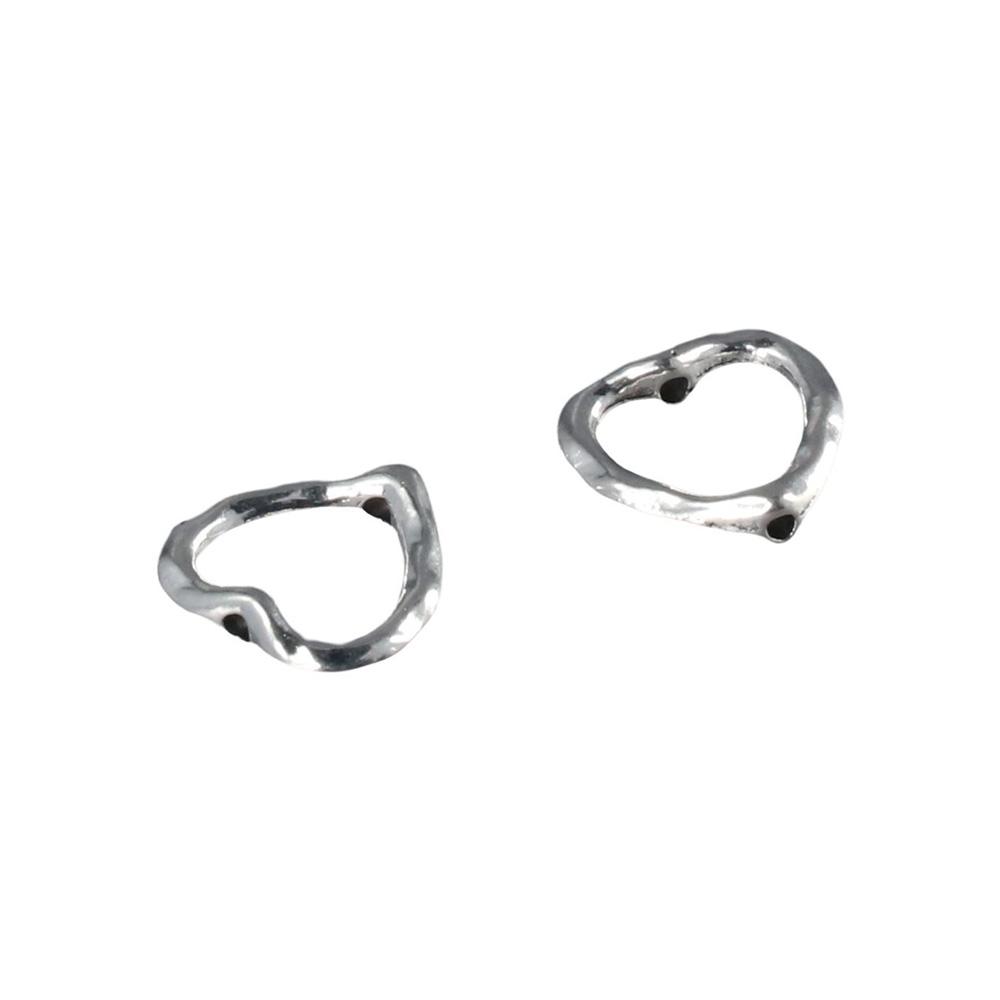 100Pcs 14mm Heart Bead Silver Bead Frame Decoration Charms  Christmas