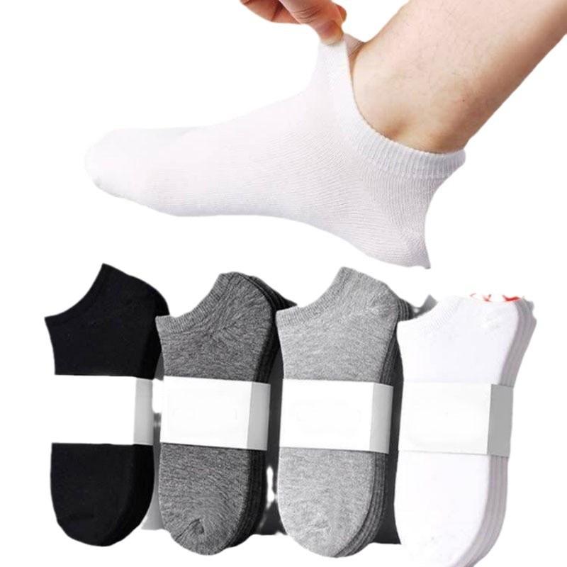 5 Pairs of Spring, Summer and Autumn Thin Section of Men's Solid Cotton Invisible Socks Anti-odor Sweat Boat Socks Low Shallow Mouth Socks