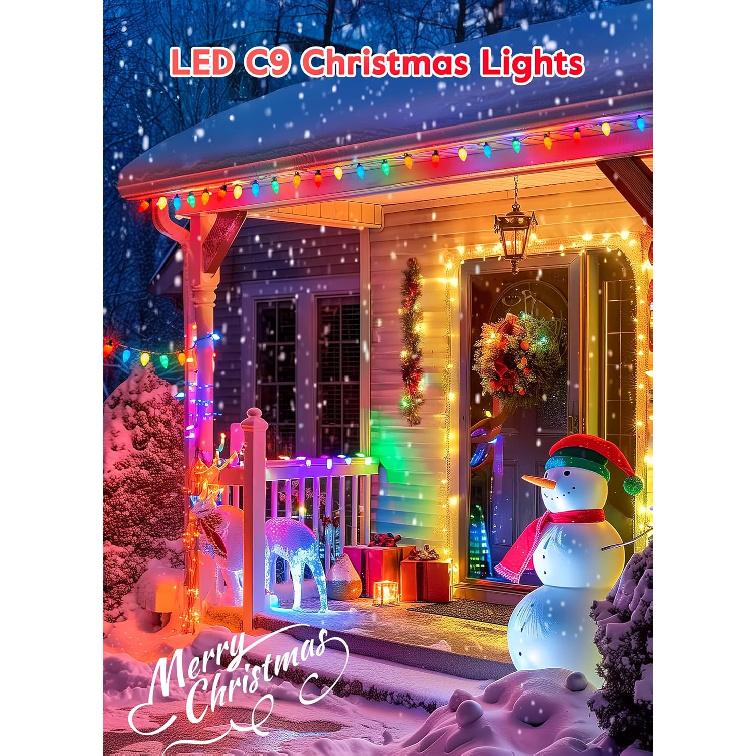 C9 Christmas Lights Outdoor Waterproof, 81 Feet 100 LED C9 String Lights with Timer & 8 Light Mode, Connectable Christmas Tree Lights for Indoor