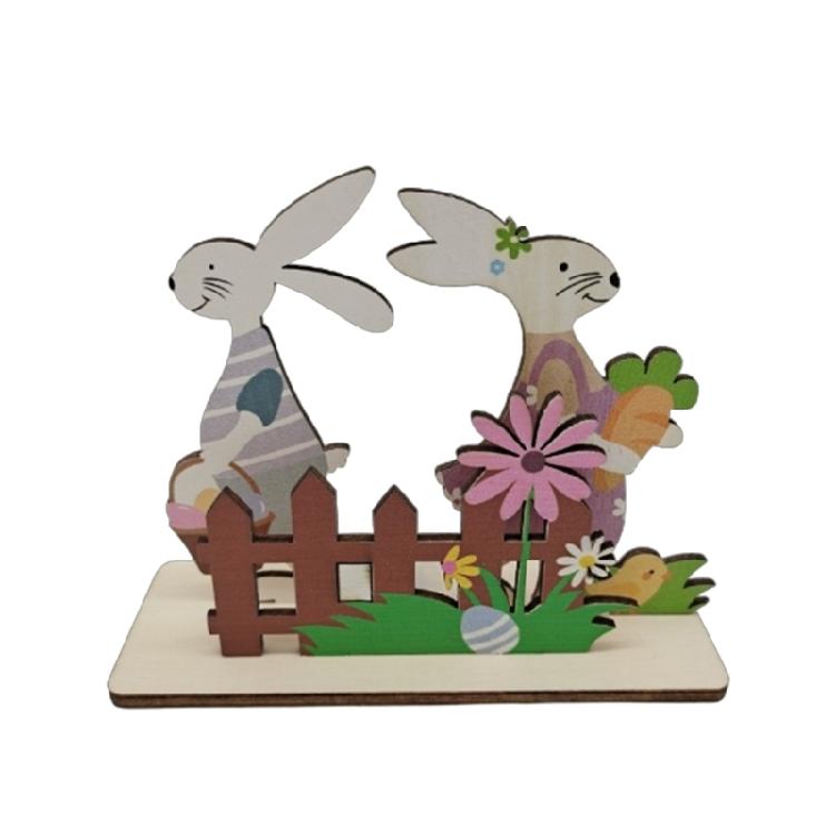Artistic Wood Spring Rabbit Figure Rabbit Figurine For Enthusiasts Of All Ages And Space Spring Themed Sculpture