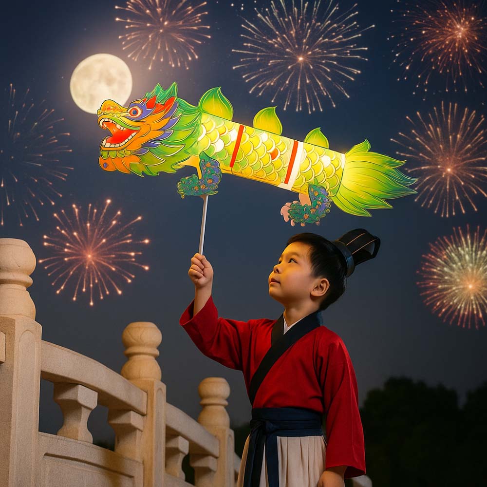 

Handheld Mid-Autumn Festival Lamp PVC Handmade Dragon Lantern Photography Props синій