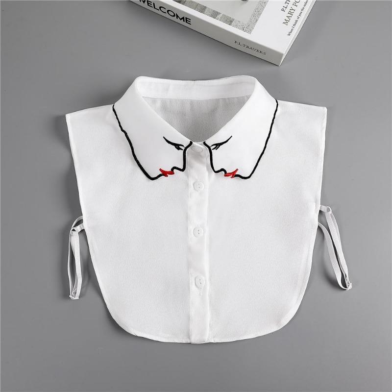 Hollow Lace Chiffon Doll Cotton Fake Collar Blouse Sweater Detachable Shirt Collar False Collar Lapel Women Top Collars Decor