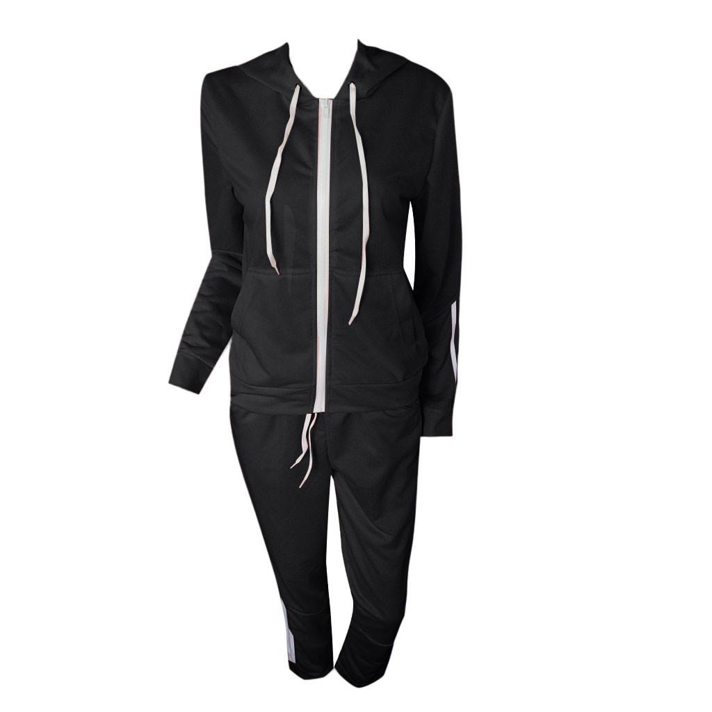 Móda Ženy Ležérní Proužek Zip s dlouhým rukávem Sportovní topy + dlouhé kalhoty Set