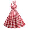 Women's Retro - Dress With Patchwork Plaid Hem And Large Skirt