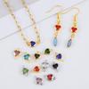 10pcs 7.5mm Stainless Steel Double Hole Heart Pendant Colorful Crystal Charms Connector for DIY Necklace Bracelet Jewelry Making