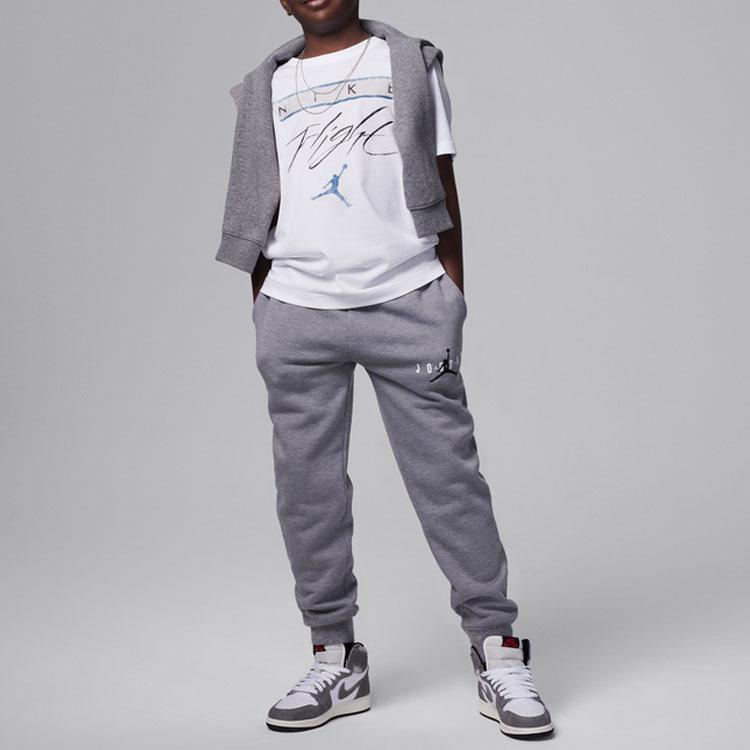 Jordan Flight Series Logo Print Round Neck Pullover Soft Comfortable Casual Sports Short Sleeve T-Shirt Kids Tops White HM4742-100