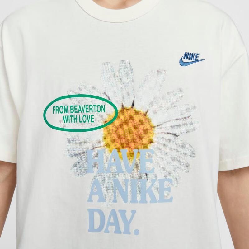 Nike Sportswear Essentials American Vintage Daisy Pattern Crew Neck Comfortable Casual Short Sleeve T-Shirt Men T-Shirt White HJ3955133