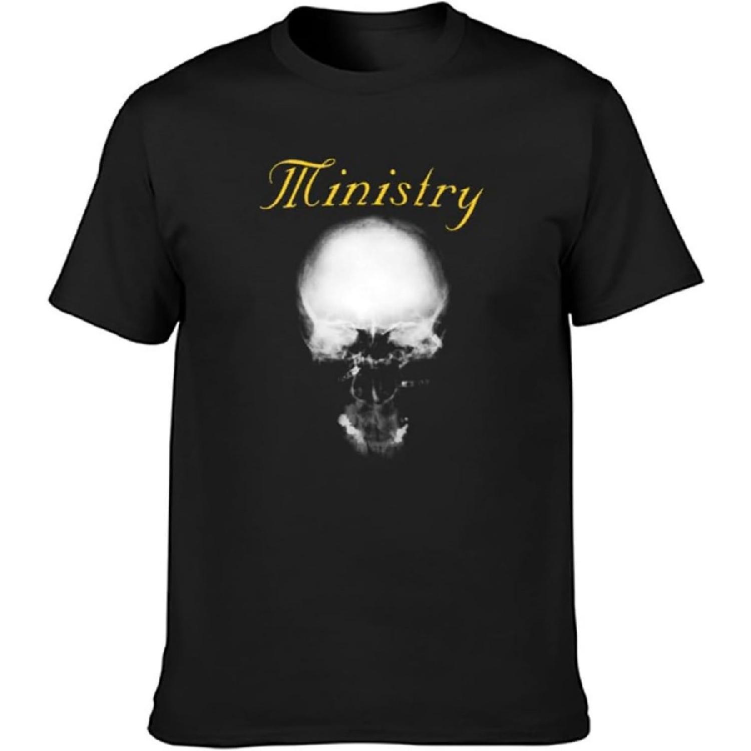 HOUQUAN Ministry Band Mind Skull Heavy Metal Mens Tshirt Black Round Neck Short Sleeves XXXXXL разноцветный