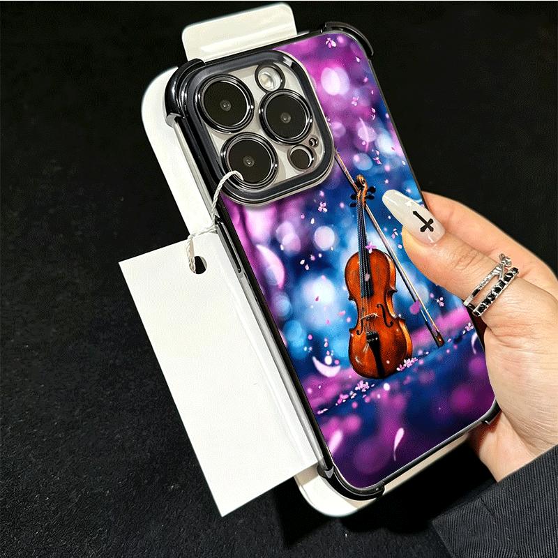 Violin Music Plating Phone Case For Xiaomi Poco X5 X6 X7 X8 Pro Max F8 Ultra F7 M8 M7 M5S Redmi 15C 15 14C 13C 13 X3 12C F6