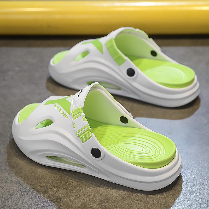 

Новые дышащие мягкие мужские сандалии Нескользящие утолщенные подошвы Для улицы Пляжные шлепанцы Летние шлепанцы-слайды с защитой от запаха 40-41 зелёный