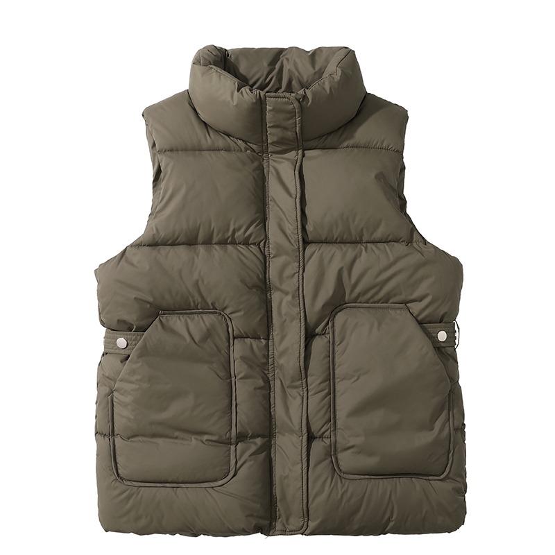 Down Cotton Vest for Women To Look Slim and Stylish New Fashion Autumn and Winter Stand Up Collar, Clip Waist, Versatile Sleeveless Camisole