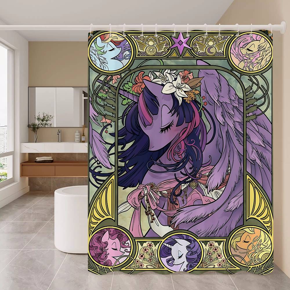 

Милый М-мой Мультяшный П-пони Л-маленький Фильм Простая Защитная Перегородка для Ванной Душевая Шторка Быстросохнущая 90x180 cm