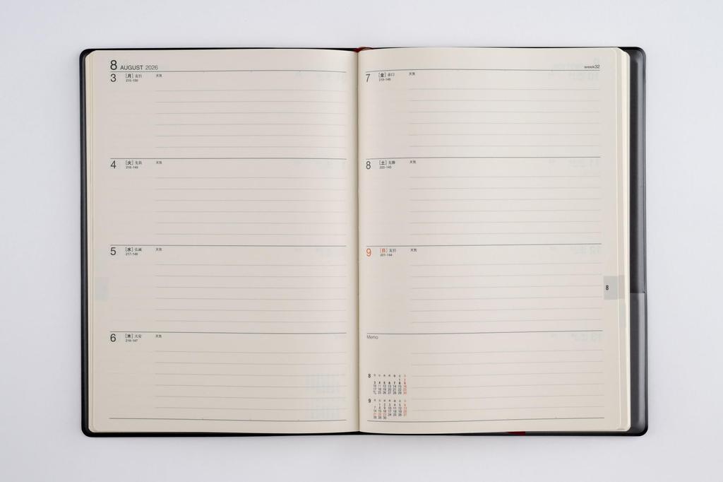 Takahashi 2026 A5 Weekly Desk 53 January Diary, Black, No. (Starts 2026)