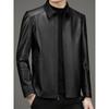 Men's Calfskin Leather Leather Jacket Spring and Autumn Middle-aged Business Casual Lapel Leather Jacket Jacket