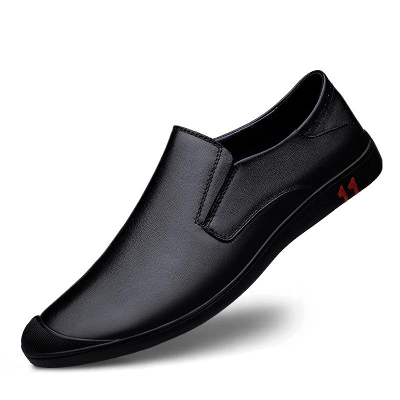 2022 Spring Men s Round Toe Cowhide Flat Heel Casual Leather Shoes 45