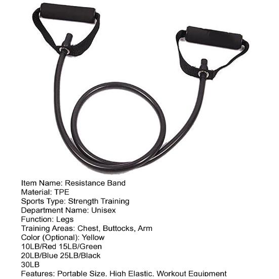 Fitness Resistance Band with Anti-slip Handle Portable Men Women Arm Shoulder Stretch Strength Training Leg Toning Exercise Elastic Strap Tension Rope