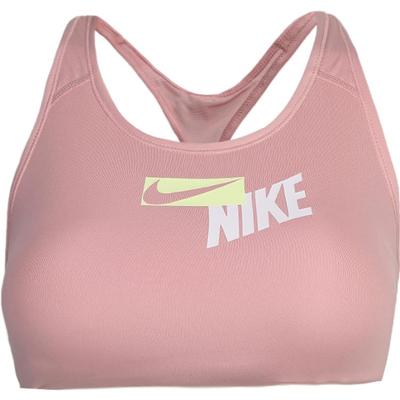 Swoosh Color Block Logo Print Medium Support One-Piece Sports Bra Women Underwear Ceramic-Pink CZ4444-630