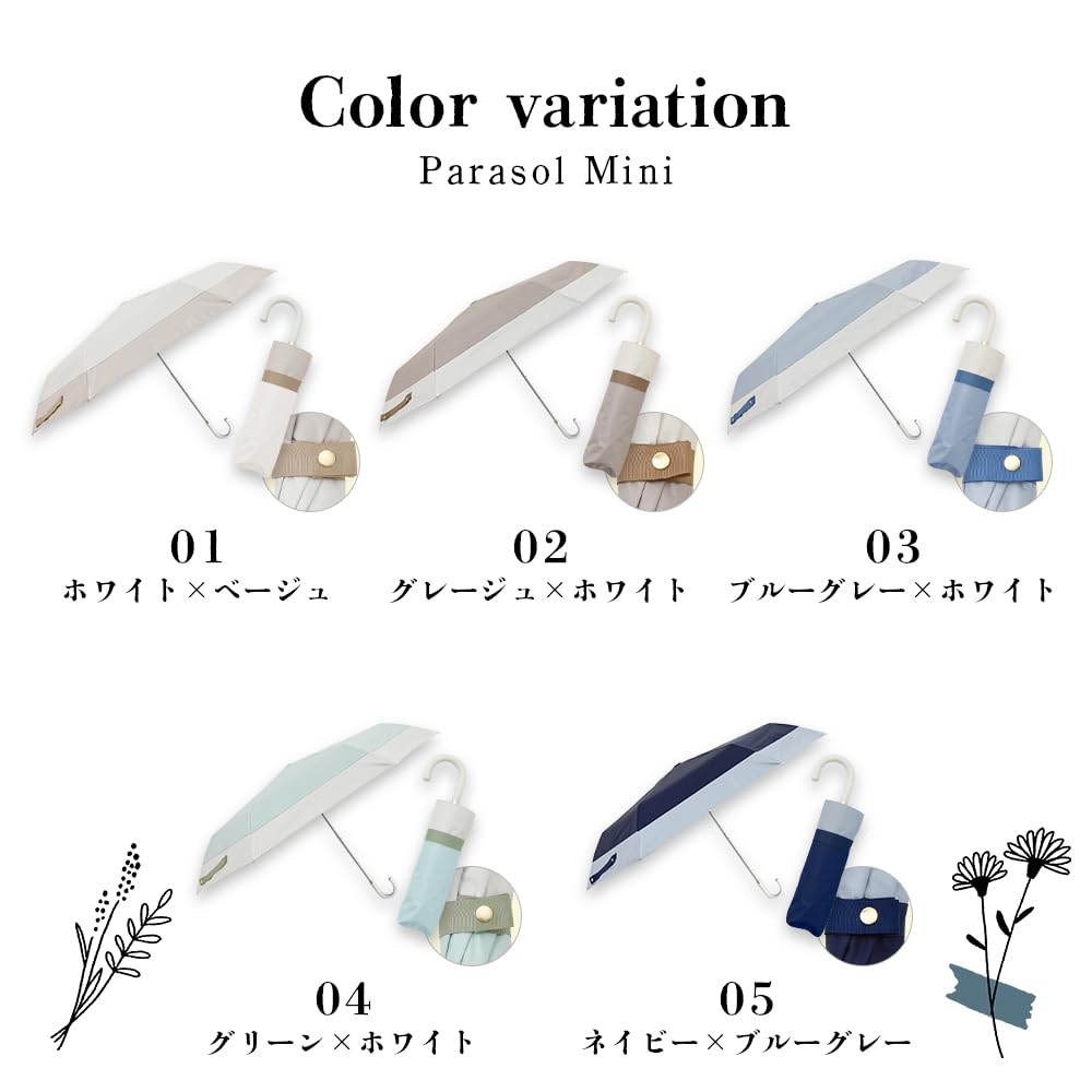 Ogawa Folding UV Available in White and Perfect Gift for or any Special LINEDROPS 57407 Women's Parasol, 99.9% Protection, Beige, Water-Repellent,
