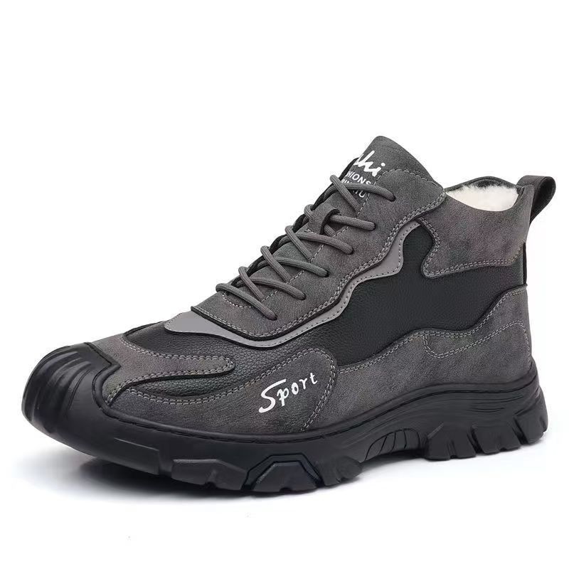 Retro fashion lightweight outdoor casual shoes thermal cotton boots men s winter velvet thickened cold hiking shoes 39