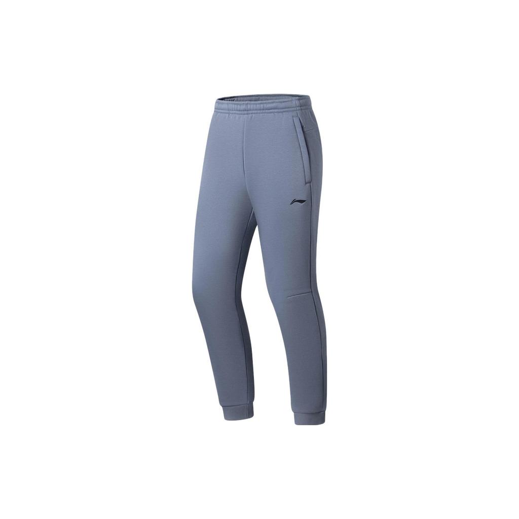 Li Ning Training Series Knitted Sweatpants Men's Flint Stones Blue Thickened Cuffed Pants AKLSH17-3