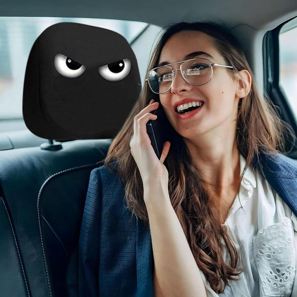 2pcs Car Headrest Cover Halloween Decoration Funny Auto Headrest Covers Soft Interior Accessories For SUV Vehicle Automotive