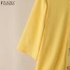 ZANZEA Women Casual Round Neck Floral Embroidery Loose Half Sleeve Blouse