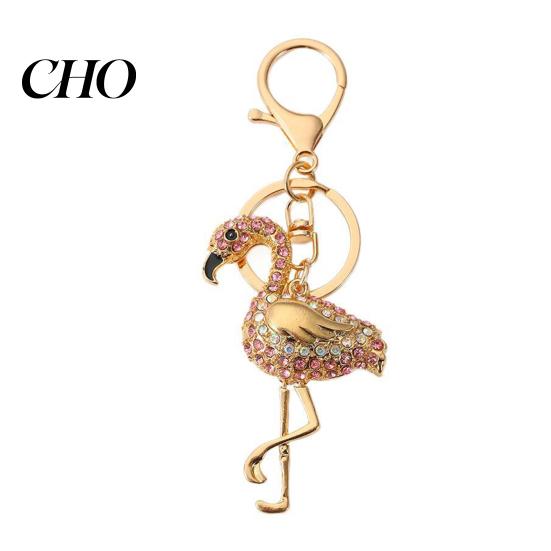 Flamingo Zubehör Schlüsselanhänger Anhänger Funkelnde Strasssteine Eingelegtes Design Schlüsselhalter Tier Schlüsselanhänger mit Anti-Oxidation Karabinerverschluss Leichtgewicht