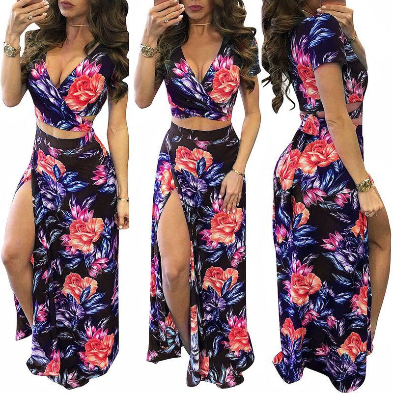 M482 Cross-Border Boutique European and American Popular Amazon Independent Station Classic Floral Hot Sale Dress Two-piece Set
