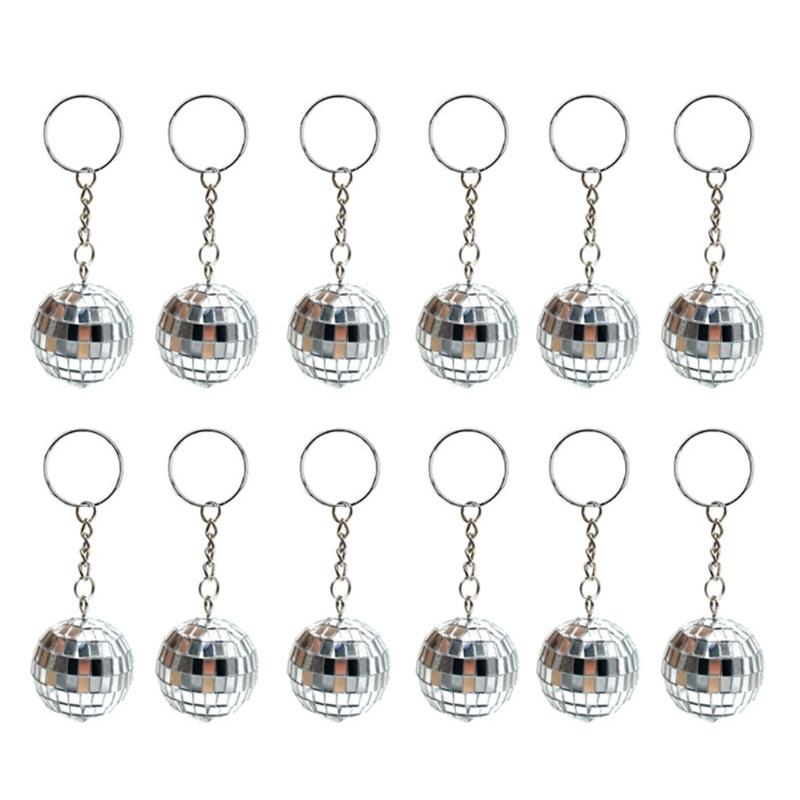 12 Pcs/Set Key Pendant Discos Balls Keyrings 1970s Party Gift Party Decorations 70s Discos Accessories
