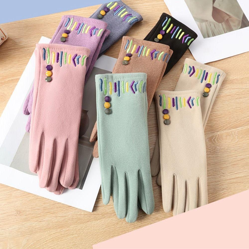 Thickened Women Suede Velvet  Gloves Solid Color Winter Mittens Fashion  Gloves  Skiing