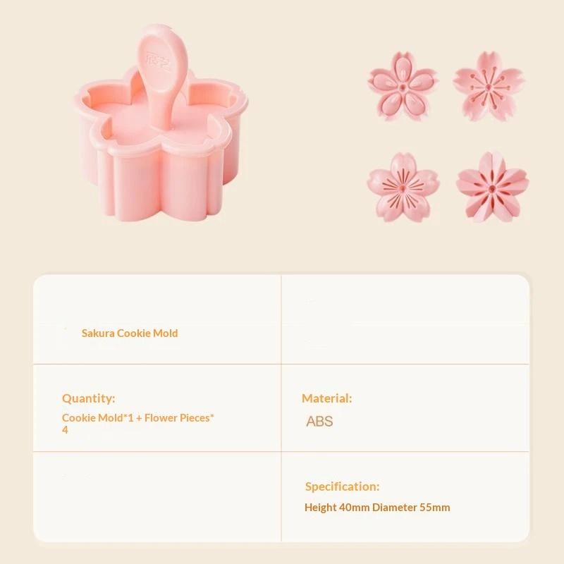 5Pcs/Set Flowers Cookies Mold Cherry Blossom Pink Biscuit Fondant Mold Cookies Flower Shape Press Flower Baking Cutters