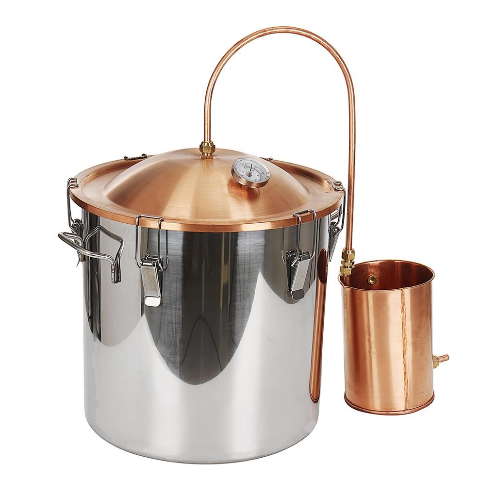 Nový 10/18/30l DIY Měsíční svit Destilační přístroj Alkohol Měděný Destilátor s Vodním Cirkulačním Čerpadlem Víno Brandy Esenciální Olej Vaření Sada Kit