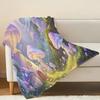 Lightweight Whimsical Mushroom Flannel Throw Blanket Soft Cozy Warm Home Blanket for Halloween, Christmas & Leisure Use