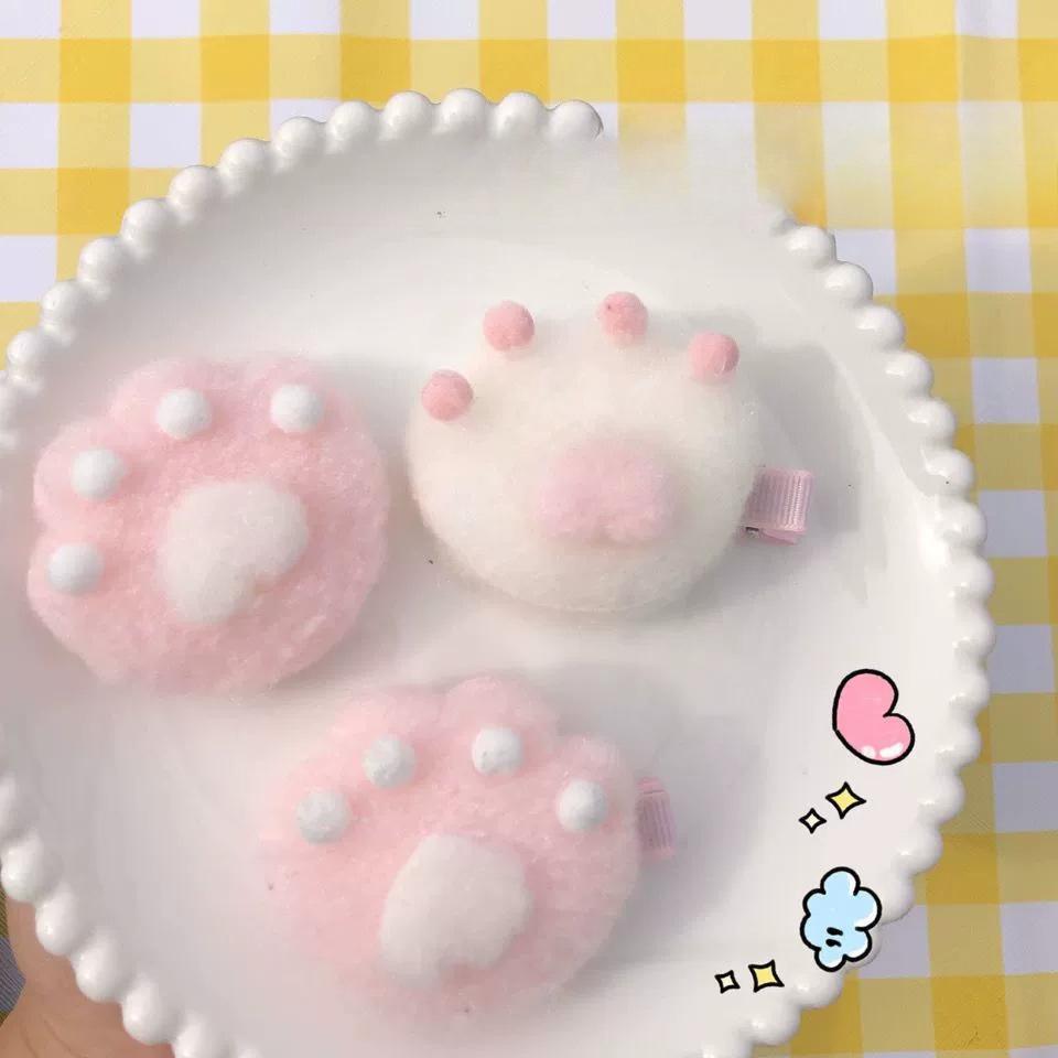 New Cute Cat Paw Hairpin Ins Duck Bill Bangs Sweet No Cat Plush Hairpin Headwear Girls Kids Women Hair Accessories