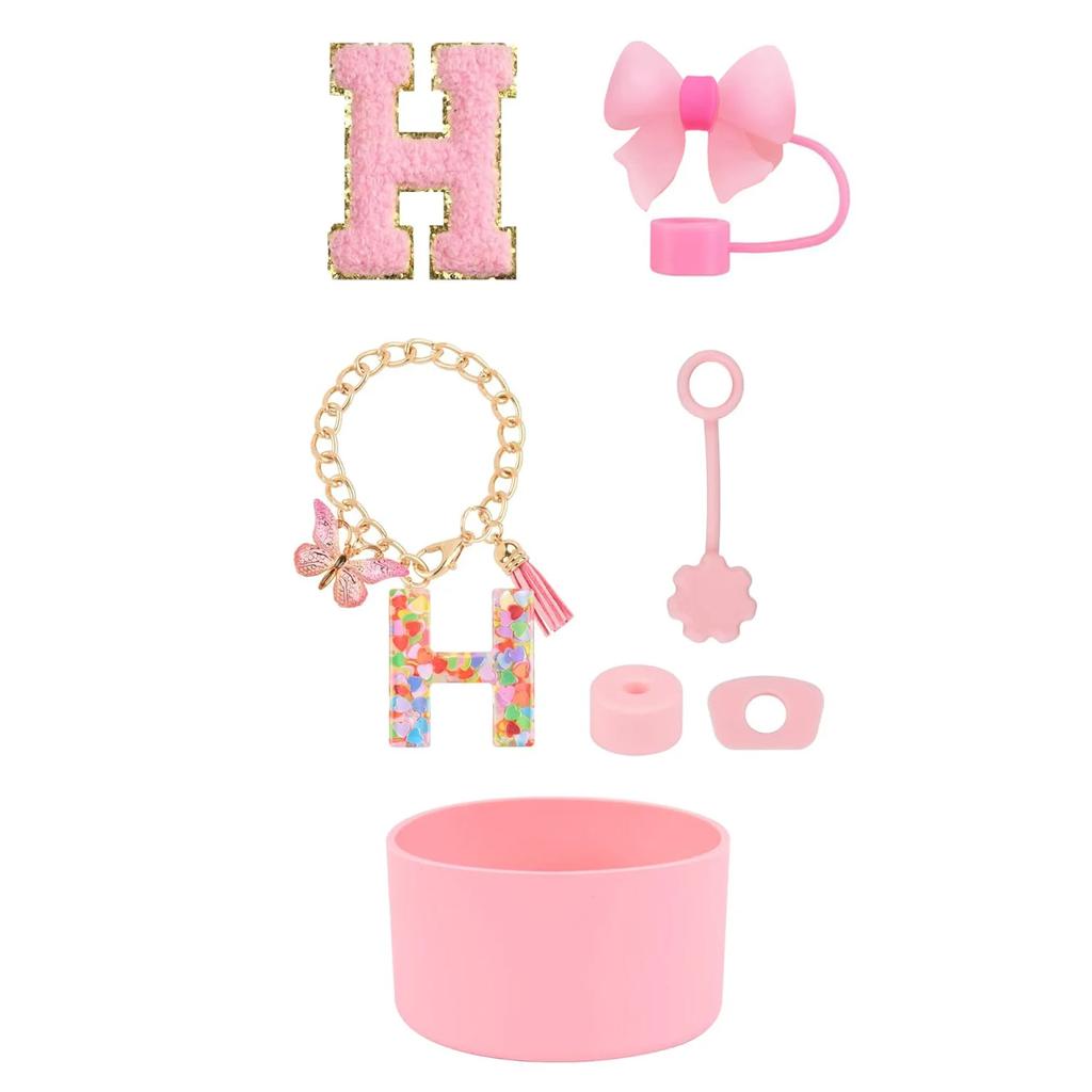7pcs Cup Accessories Set for Stanley 30oz 40oz Tumbler Straw Cover Cap Boot Spill Proof Stopper Letter Keychain Charm Sticker